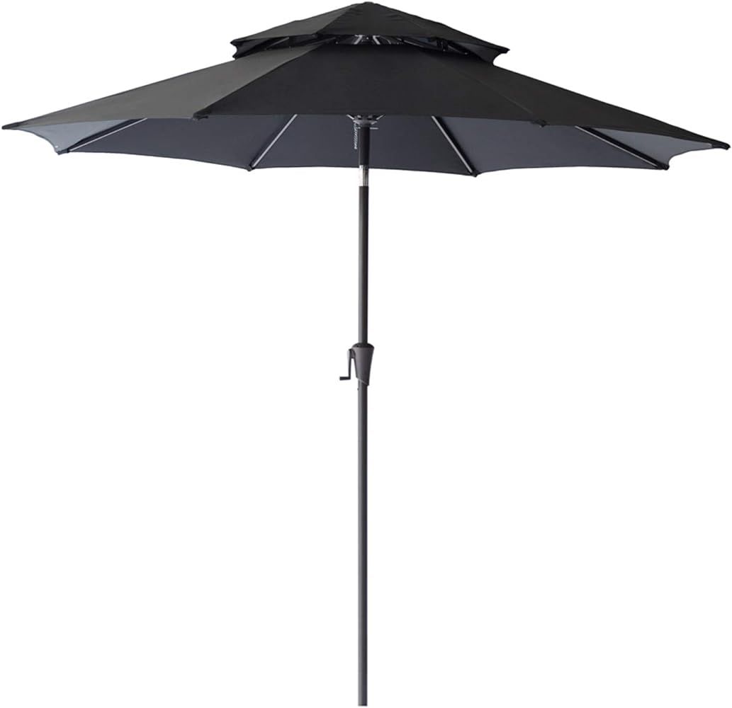 C-Hopetree 9 ft Double Top Outdoor Patio Market Umbrella with Solar LED Lights and Tilt | Amazon (US)