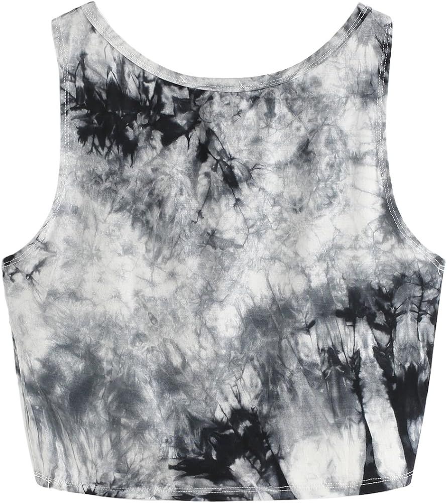 SweatyRocks Women's Tie Dye Sleeveless Workout Casual Cropped Tank Top Shirts | Amazon (US)
