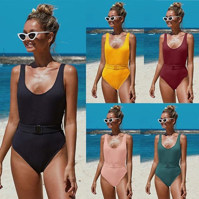 PRETTYGARDEN Women's One Piece Tummy Control U Neck Backless Swimsuits Bathing Suit Swimwear Beac... | Amazon (US)