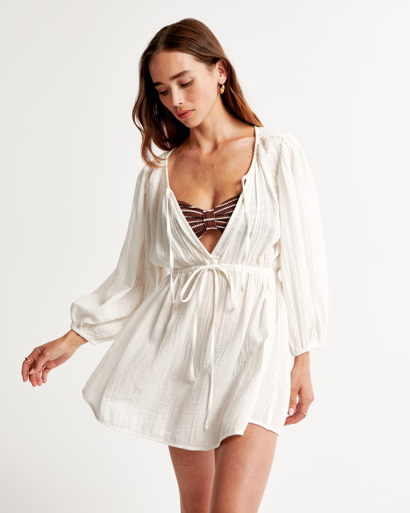 Gauzy Beach Mini Dress Coverup | Abercrombie & Fitch (US)