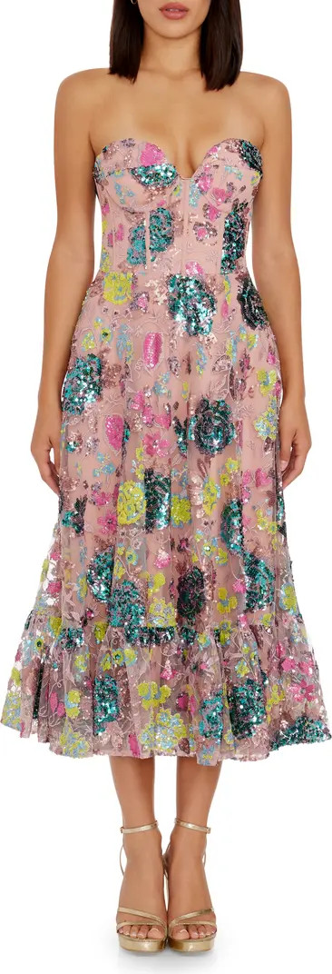 Dress the Population Carina Sequin Appliqué Midi Dress | Nordstrom | Nordstrom
