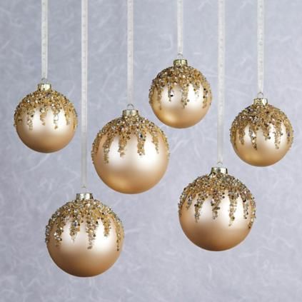 Crystal Beaded Cascade Ornaments. Set of Six | Frontgate