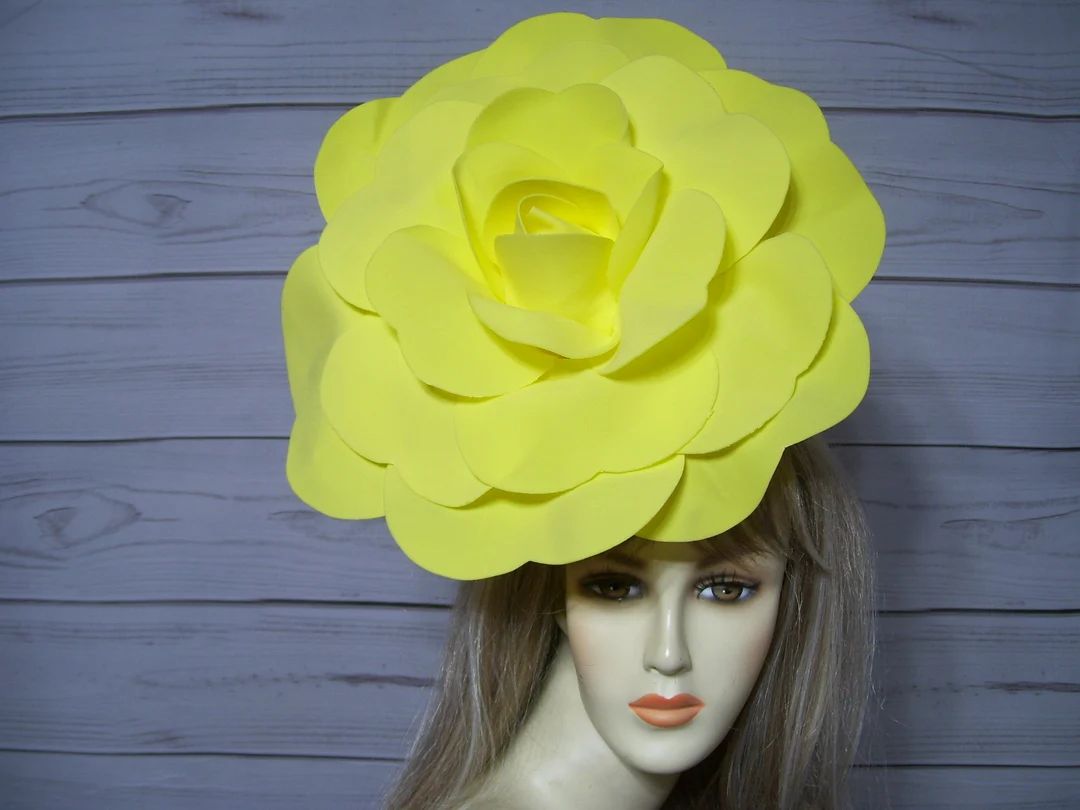 Large Yellow Rose Flower Fascinator, Kentucky Derby Hat, Tea Party Fascinate Wedding Fascinator, ... | Etsy (US)