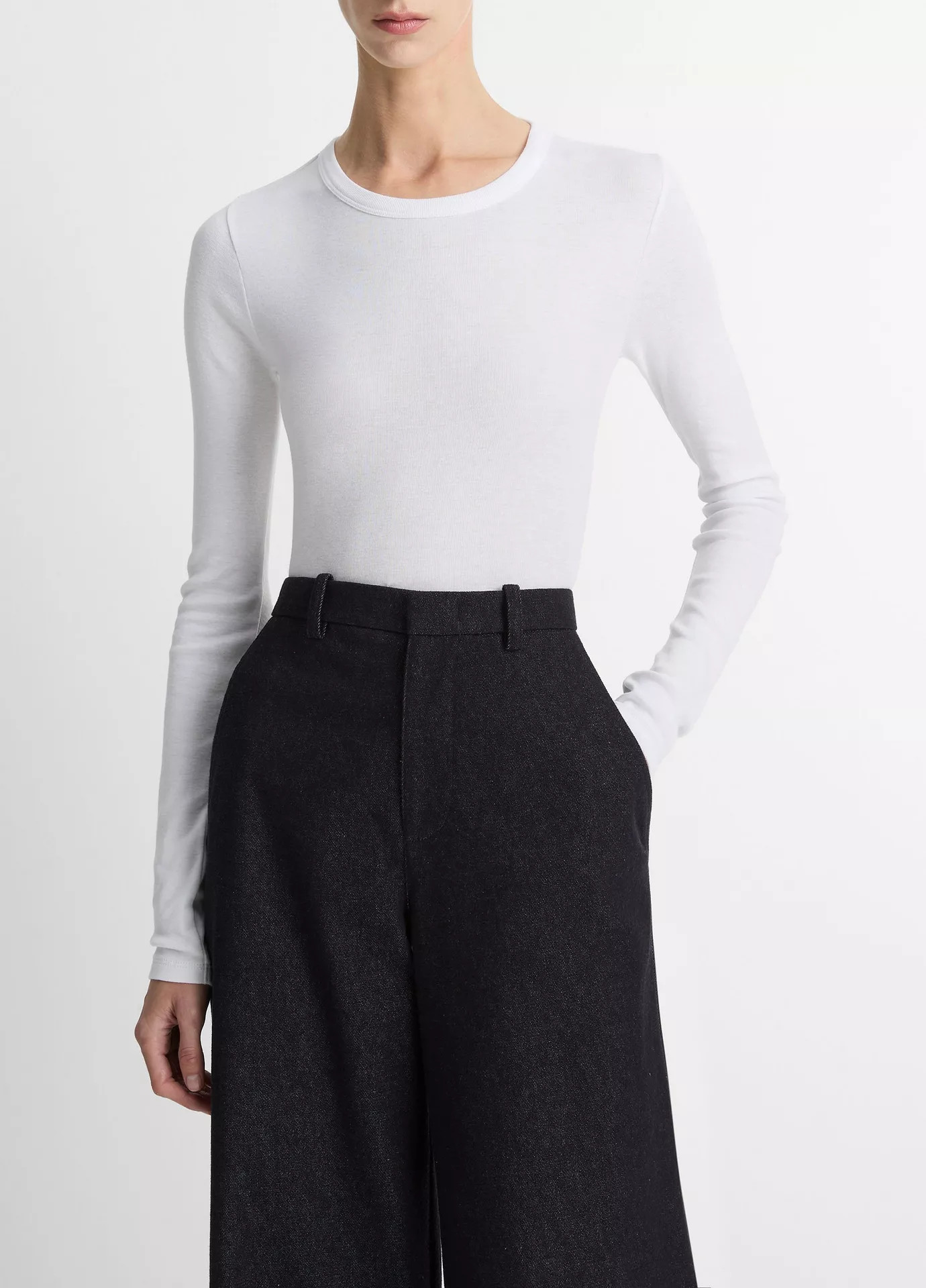 Essential Pima Cotton-Blend Long-Sleeve T-Shirt | Vince LLC