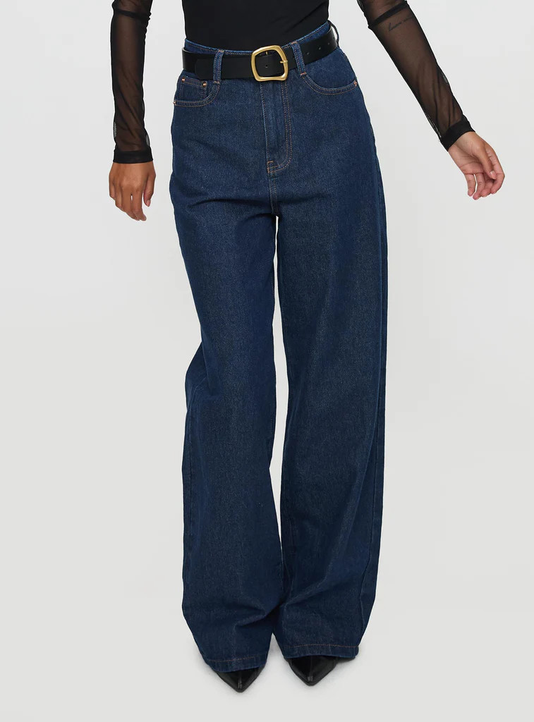 Nicolo High Rise Straight Leg Jeans Mid Raw Denim | Princess Polly US