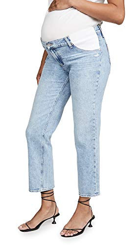 PAIGE Women's Noella Straight Maternity Jeans, Liza, Blue, 32 | Amazon (US)