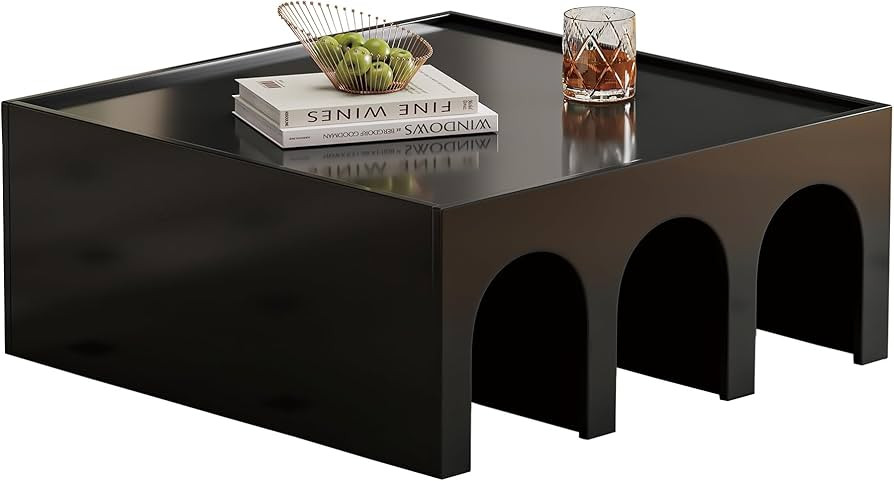 Black Coffee Tables,Multifunctional Modern Square Coffee Table&Book Shelf for Living Room,36" L | Amazon (US)