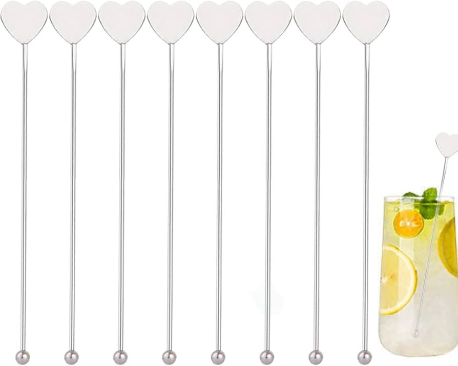 Heart Shaped Coffee Stirrers Stir Stainless Steel for Cocktail Fruit Juice Lemonade Iced Tea Drin... | Amazon (US)