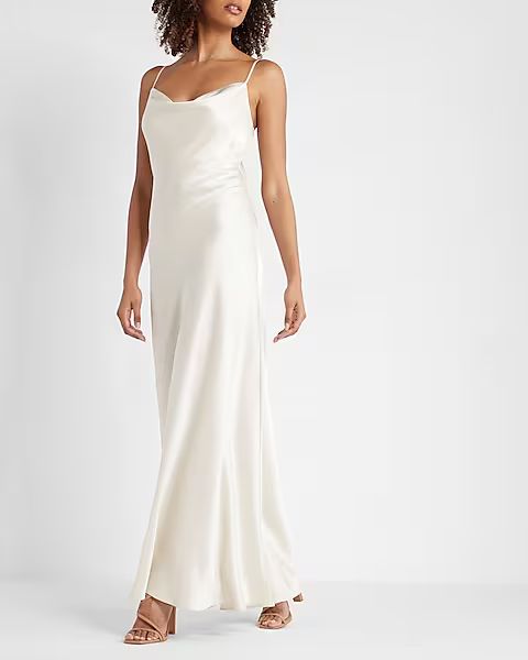 Limited Edition Satin Cowl Neck Maxi Slip Dress | Express