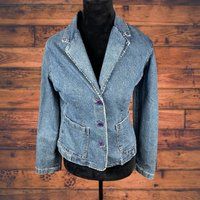 Vintage 1980's Era Ladies' Size 8 Duck Head Blue Jean Blazer Jacket Cotton Polyester & Spandex | Etsy (US)