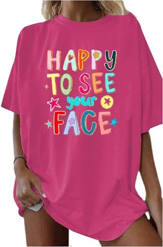 Teacher Shirts Women Happy to See Your Face Shirt Teacher Appreciation Gifts Shirt Oversized Grap... | Amazon (US)