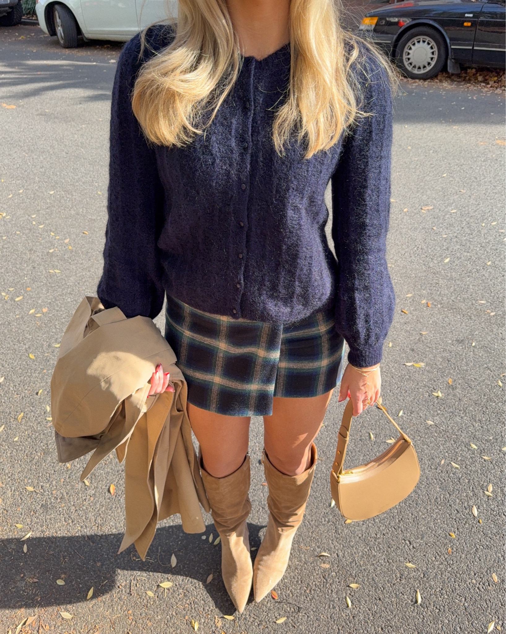 Blue cardigan, plaid skirt, suede boots, trench coat etc! All fit true to size 

Could be a cute thanksgiving outfit idea!



#LTKFindsUnder50 #LTKStyleTip #LTKFindsUnder100