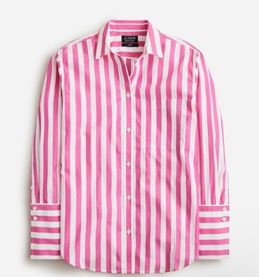 J. Crew Garçon Classic Button Down Shirt in Stripe Pink White Cotton Poplin Sz 4 | eBay US