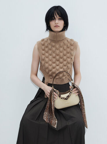 Beige Mini Alcott Scarf Handle Canvas Bag | CHARLES & KEITH | Charles & Keith US