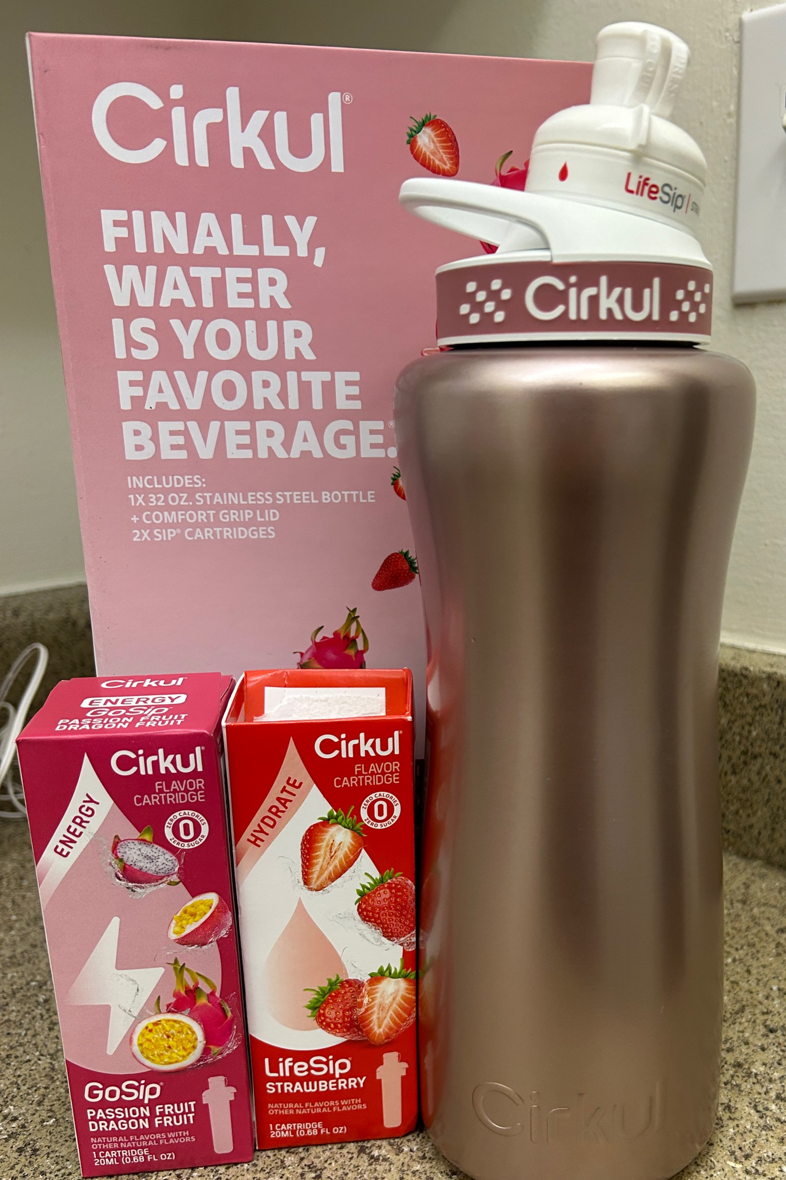 Cirkul 32oz Stainless Steel Water Bottle Pink *BOTTLE ONLY* NEW