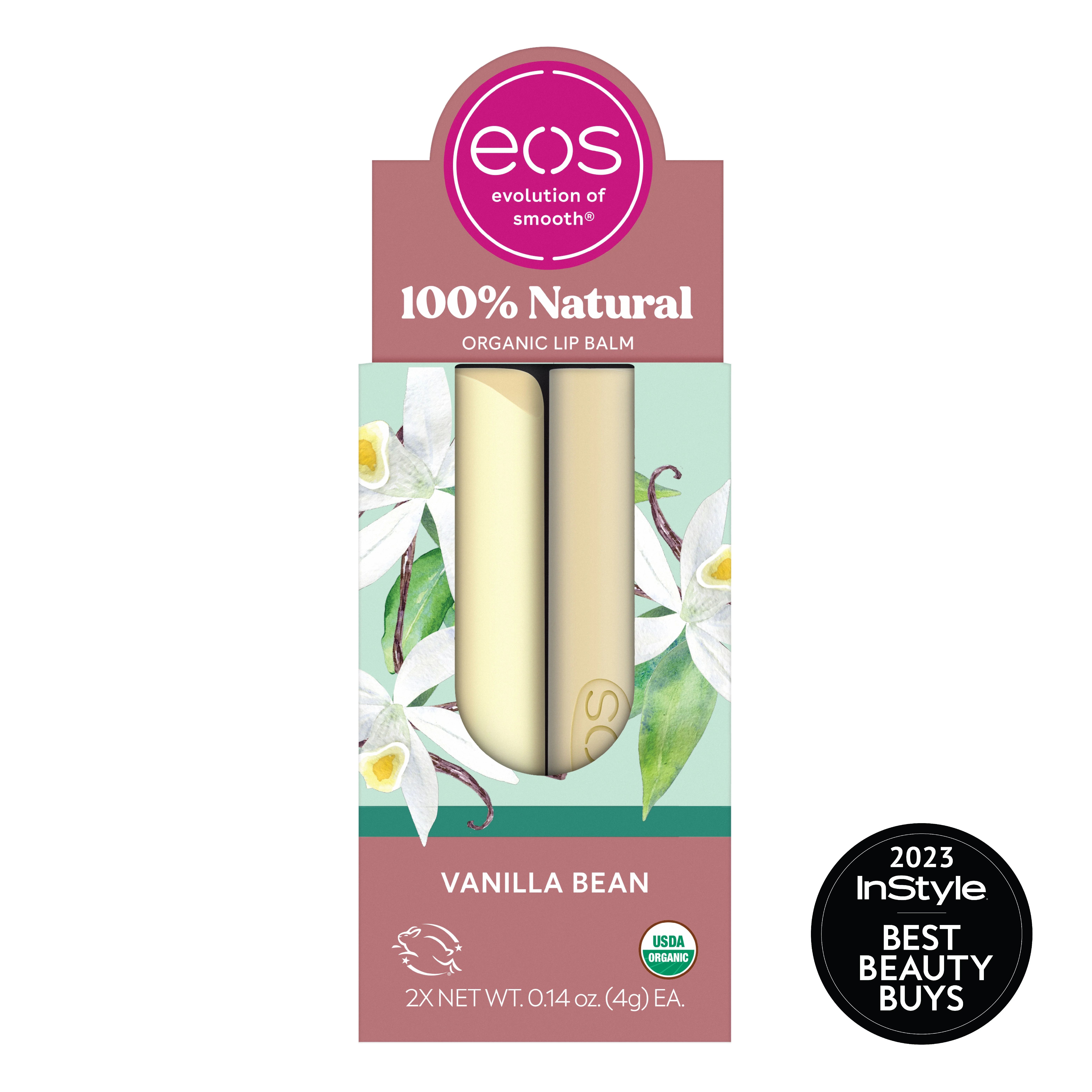 eos 100% Natural & Organic Lip Balm- Vanilla Bean, 0.14 oz, 2-Pack | Walmart (US)