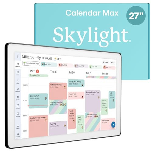 Skylight Calendar Max: 27-Inch Smart Digital Calendar & Chore Chart, Family Organizer with Interactive Touchscreen Display – Wall Mountable in Portrait or Landscape, Classic Black Frame | Amazon (US)