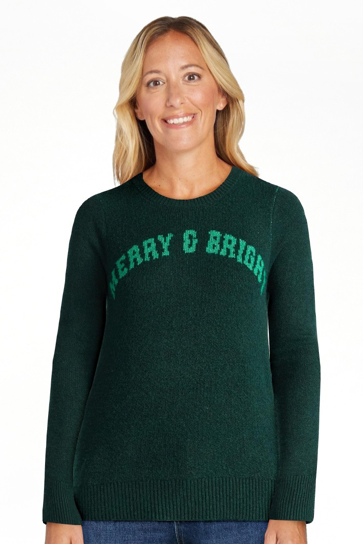 Time and Tru Women's and Women's Plus Holiday Talking Sweater with Long Sleeves, Midweight, Sizes... | Walmart (US)