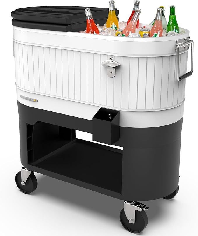 Permasteel 120Qt Cooler with Wheels, Drink Dividers, Bottle Opener, 36 Hours Chill, Storage Shelf... | Amazon (US)