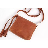 Leather Shoulder Bag, Crossbody Purse, Tan Handbag, Pocket Bag, Ladies Messenger Purse, Boho Small B | Etsy (US)