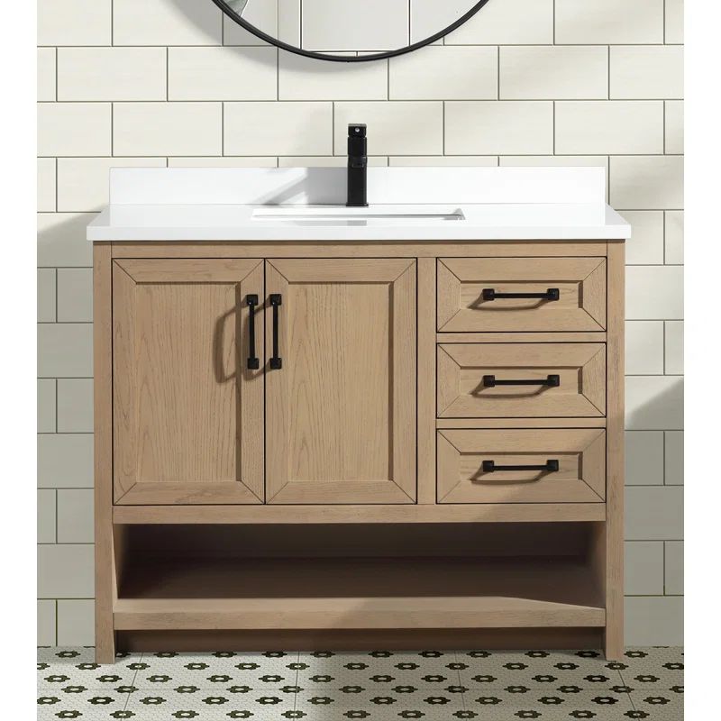 Carrollton 42'' Single Bathroom Vanity with White Quartz Top | Wayfair North America