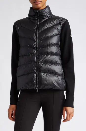 Quilted Nylon & Wool Knit Cardigan | Nordstrom