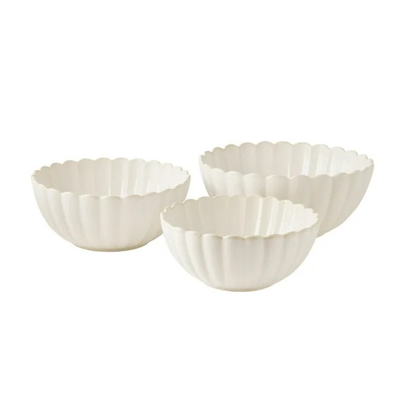 The Pioneer Woman Colette Stoneware Nesting Bowls, Cream, Set of 3 | Walmart (US)