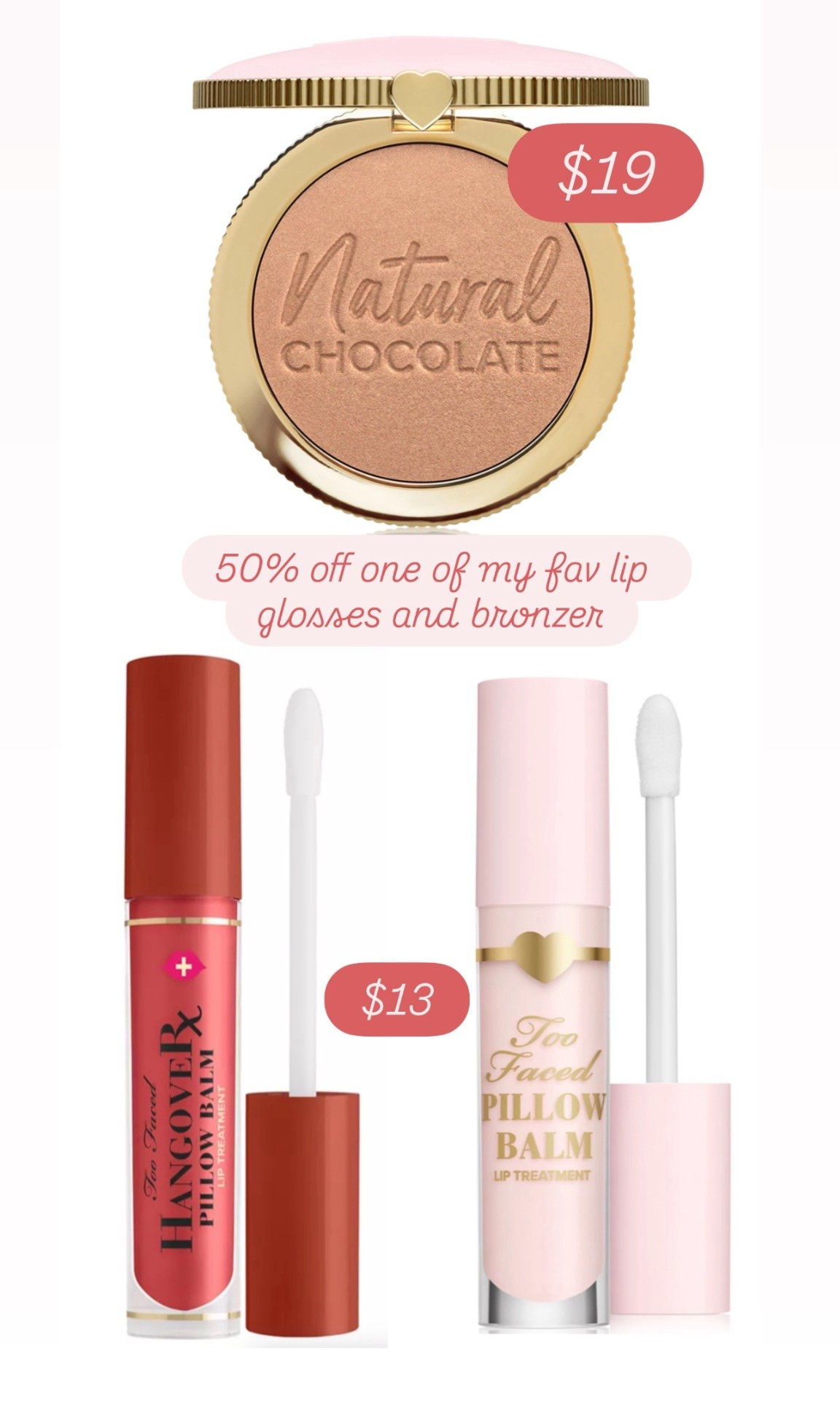 Love too faced lip glosses and 50% off is huge! Snag these today for $13! 

#LTKBeauty #LTKSaleAlert