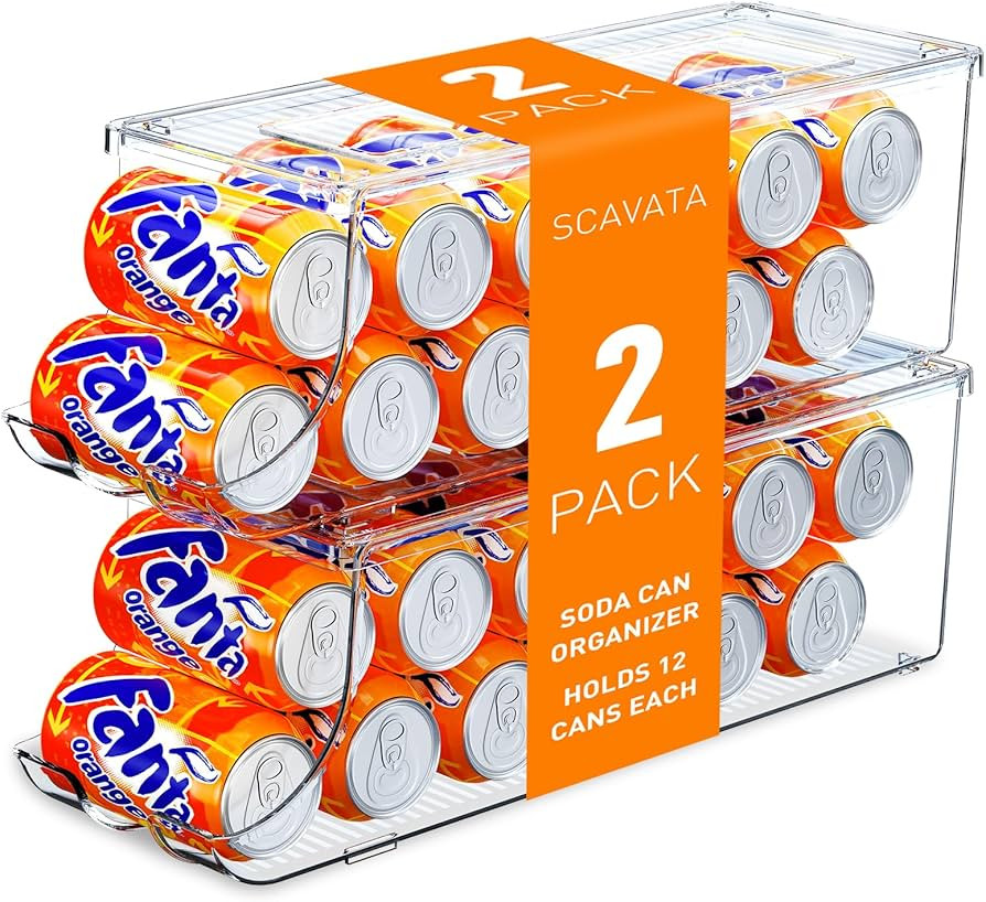 2 Pack Soda Can Organizer for Refrigerator, Stackable Canned Food Pop Cans Container Can Holder D... | Amazon (US)