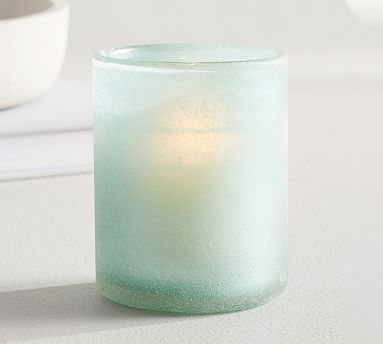 Frosted Glass Votive Holder - Sea Glass | Pottery Barn (US)