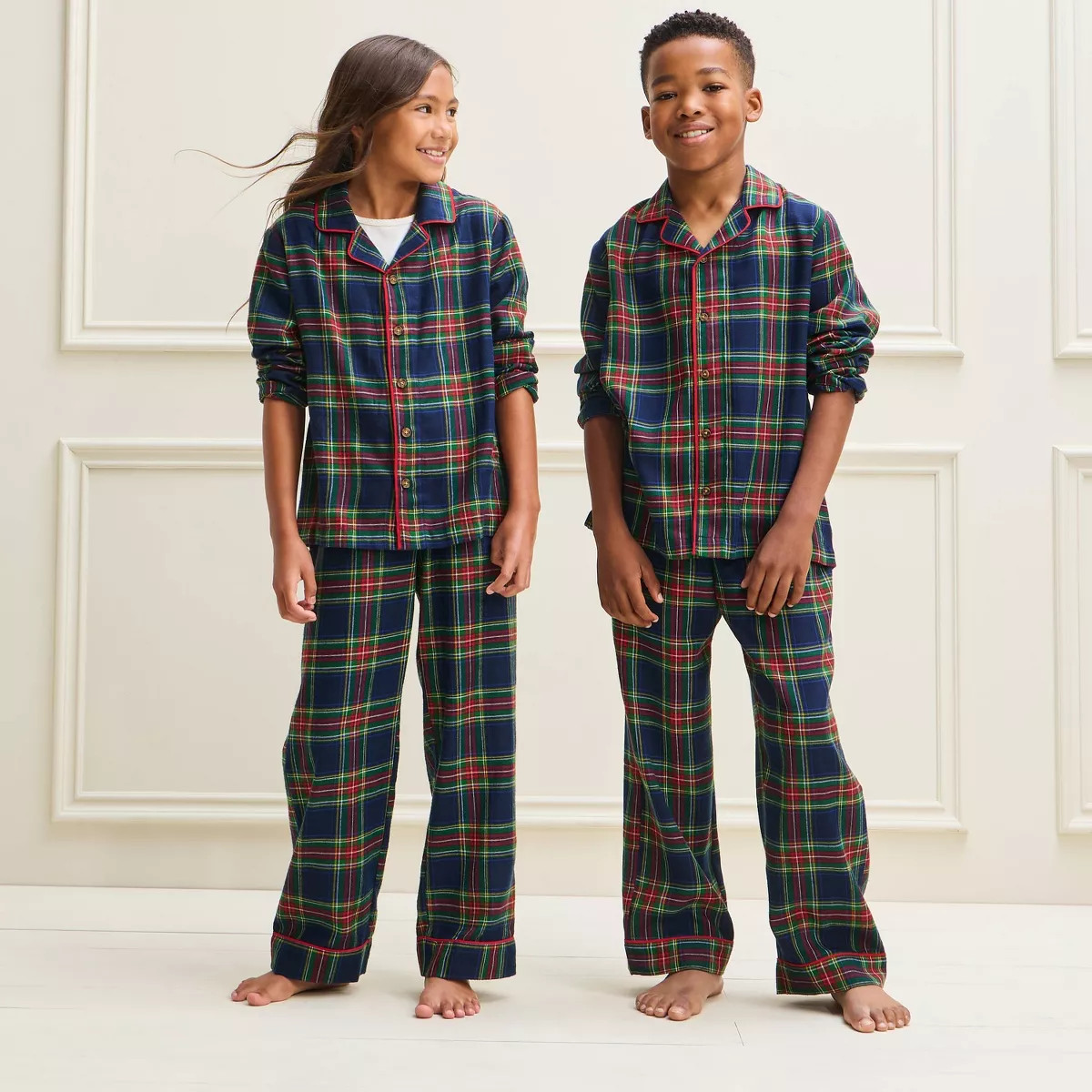 Kids' Holiday Plaid Flannel Matching Family Pajama Set - Wondershop\u2122 Navy Blue XL | Target