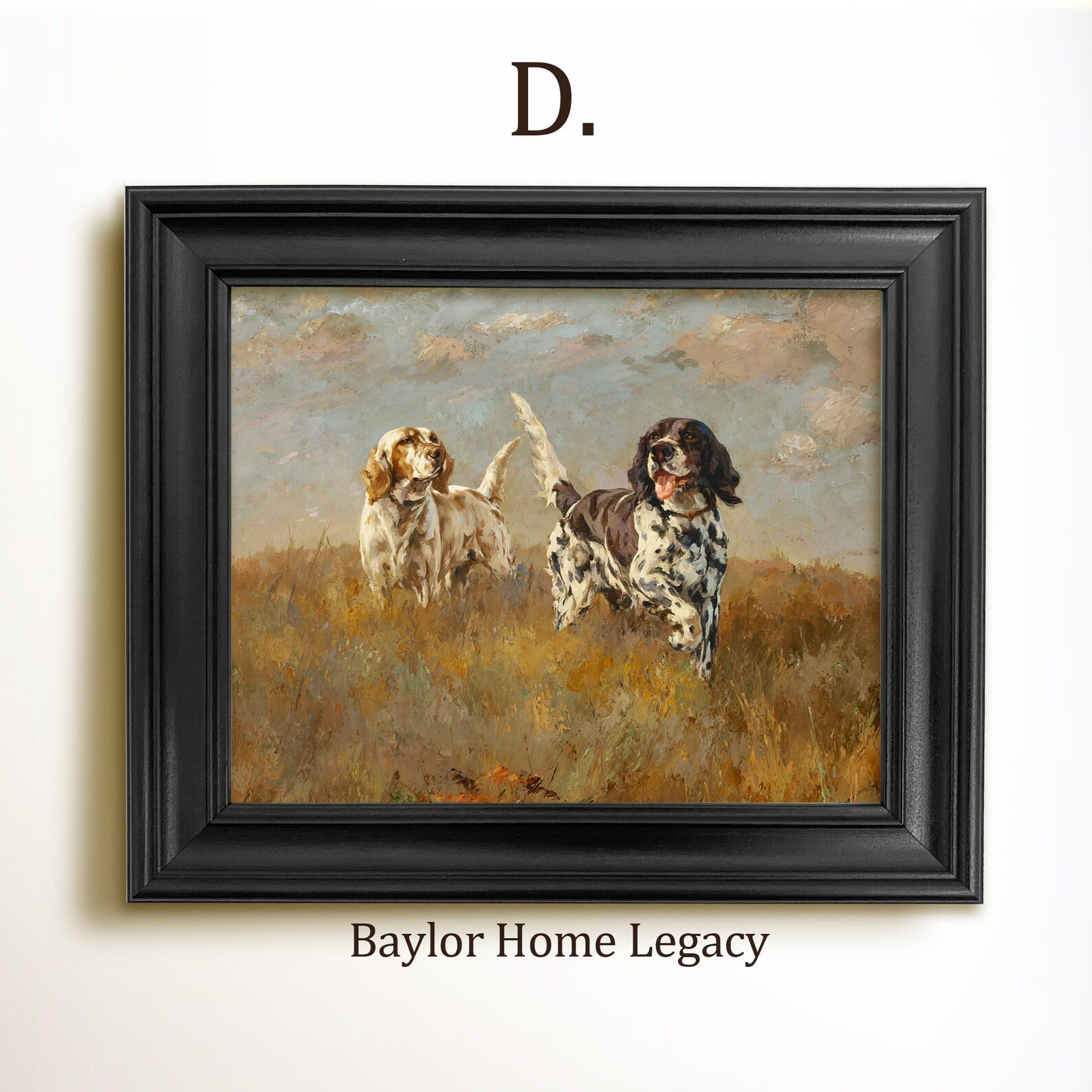 Framed Pair of English Setters Oil Painting Print on Canvas, Vintage Bird Dogs in a Field, Vintag... | Etsy (US)