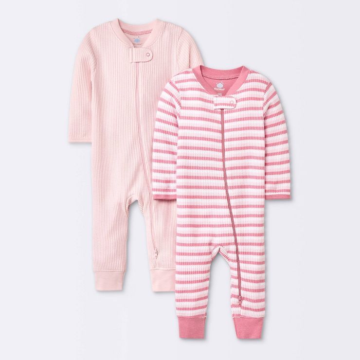 Baby 2pc Waffle Romper - Cloud Island™ Pink | Target