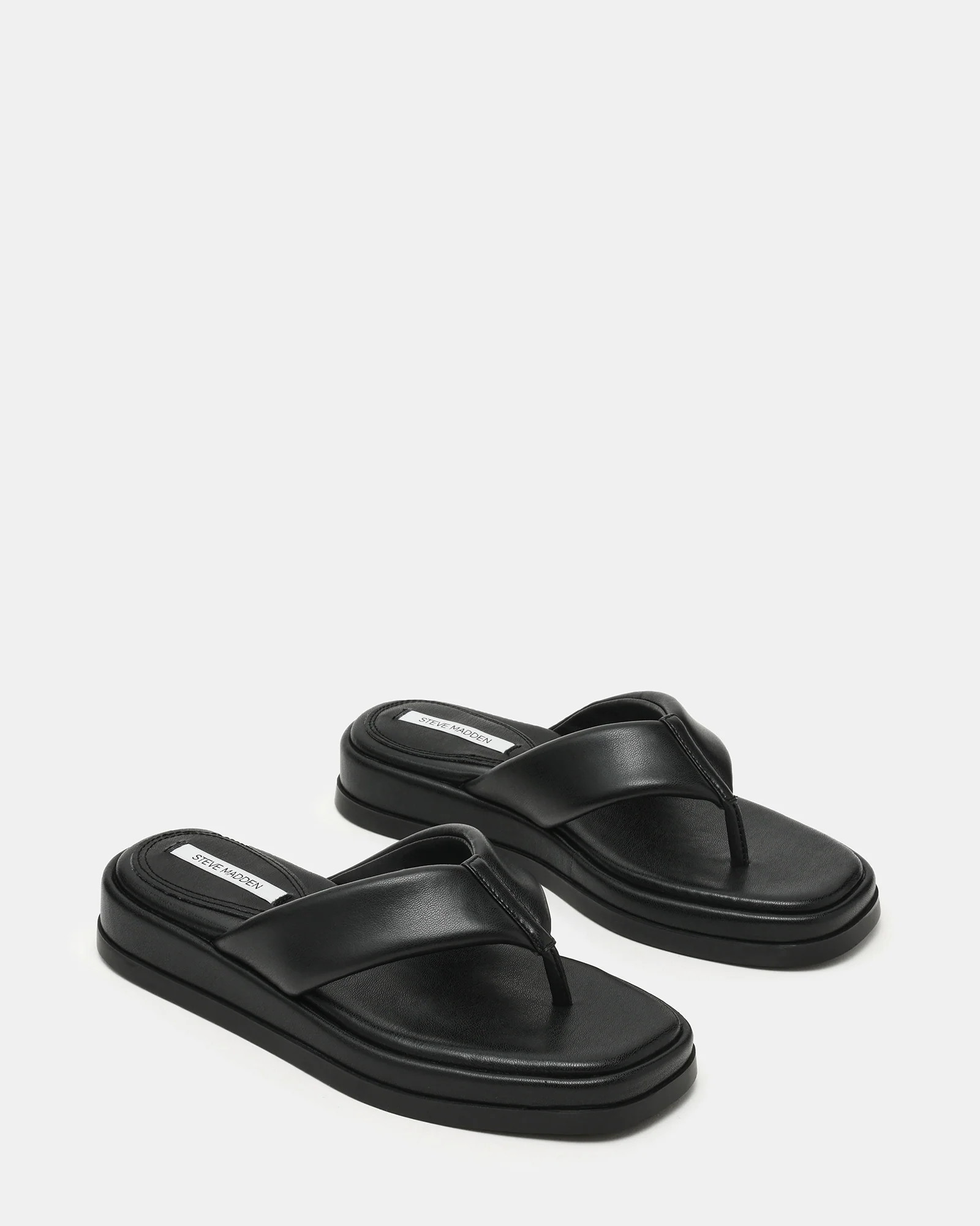 BELLA Black Thong Square-Toe Platform Women's Sandal | Steve Madden (US)