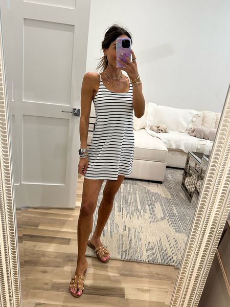 Stripe activewear athleisure dress size Xs petite comes in a  bunch of colors and has built in shorts 

#LTKSummerSales #LTKFindsUnder50 #LTKFindsUnder100