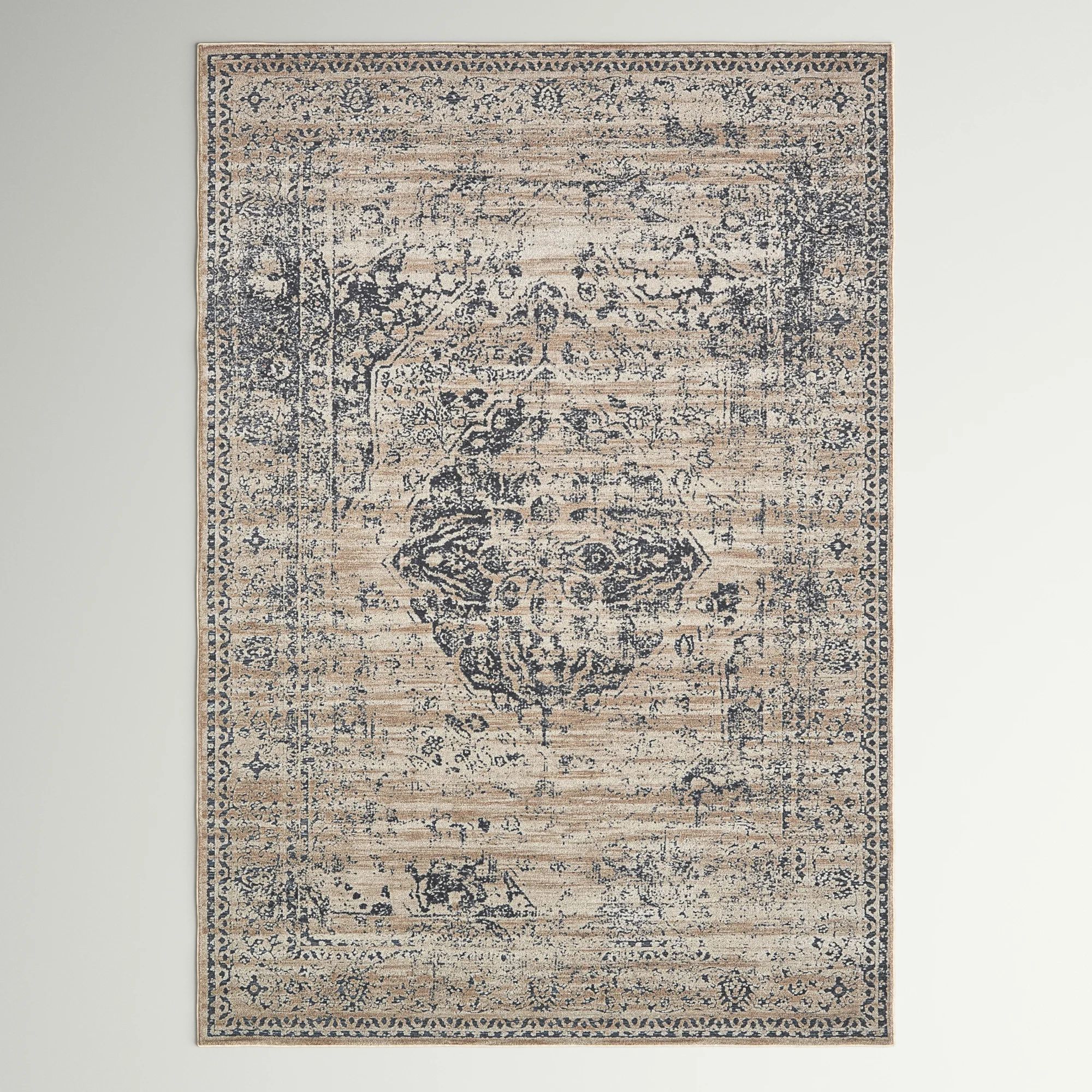 Lapointe Oriental Area Rug in Dark Blue/Beige/Cream | Wayfair North America