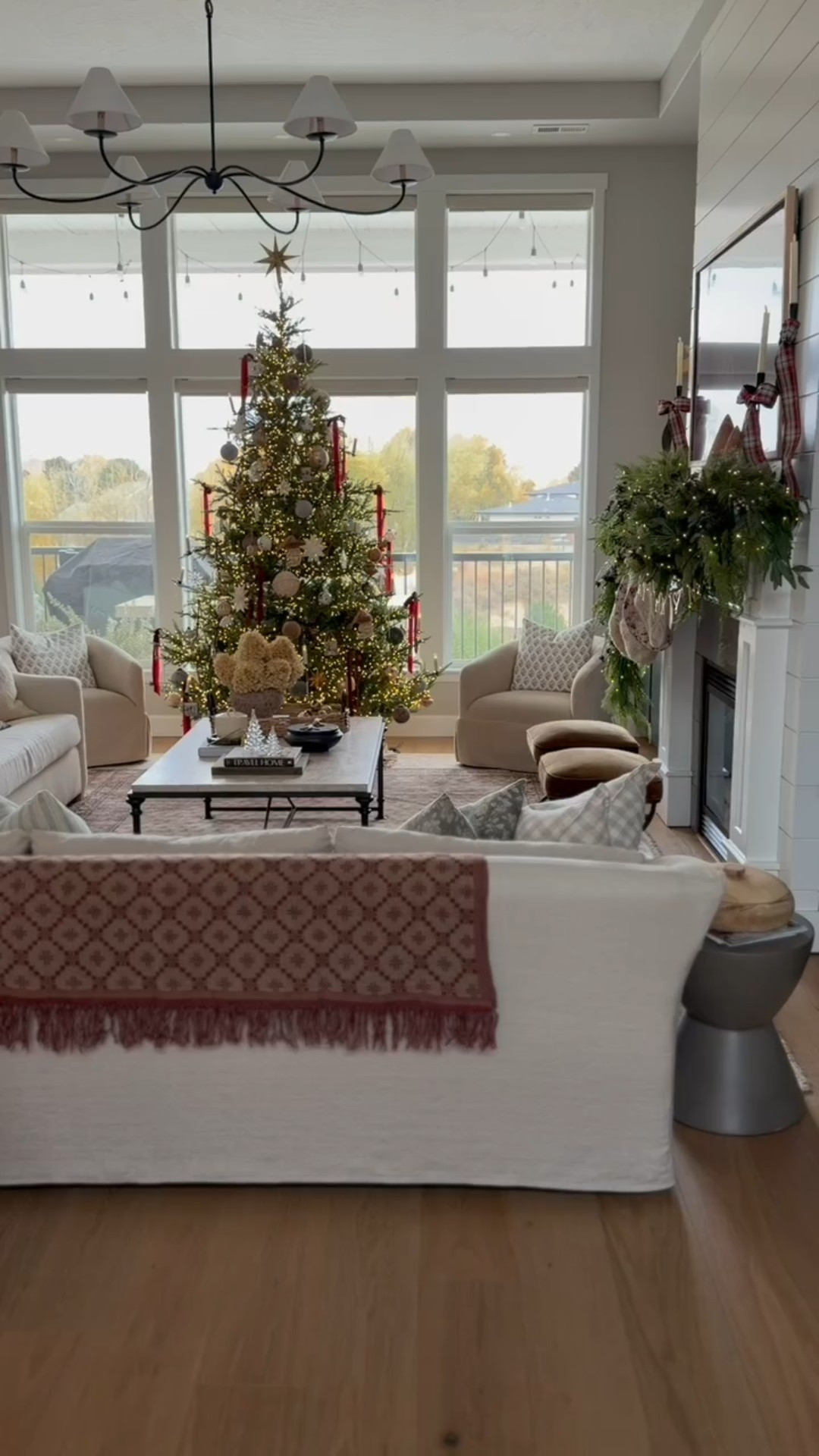 Our holiday living room ✨ Cozy, nostalgic, pops of color, and lots of warm layers! 

#LTKHome #LTKHoliday #LTKStyleTip
