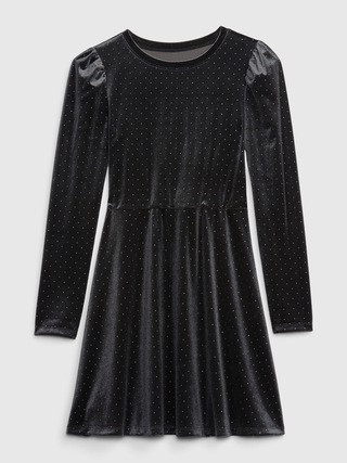 Kids Puff Sleeve Velvet Skater Dress | Gap (US)