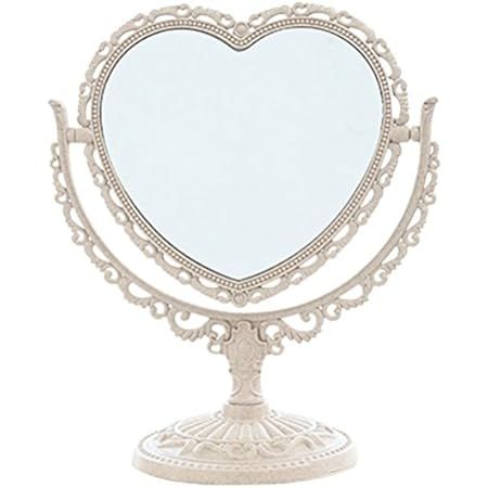 1 PC European-Style Desk Mirror Cute Heart- Mirror Double Sided HD Magnifying Dressing Mirror Rotata | Amazon (US)