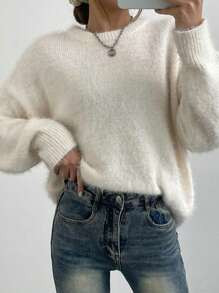 DAZY Women's Fluffy Loose Soft Pullover Sweater,Three Quarter Sleeve Tops Fall,Winter | SHEIN