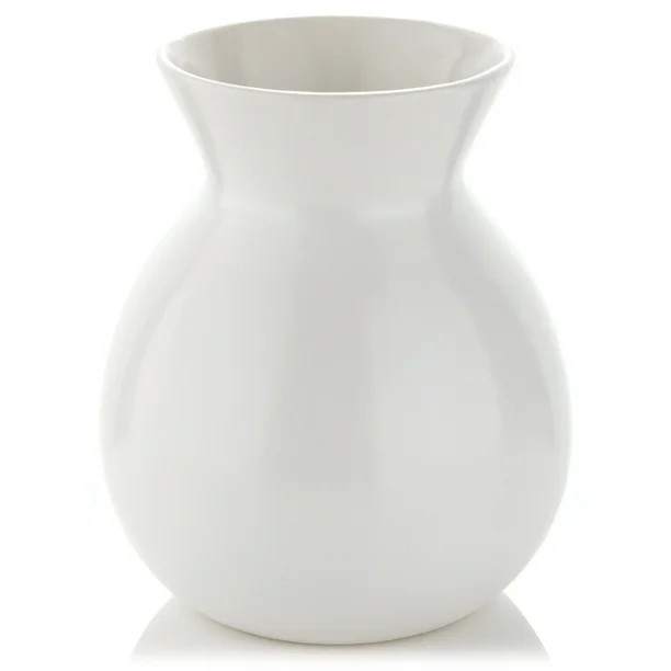 Better Homes & Gardens White Rustic Ceramic Decorative Table Vase, 8"x6.75" - Walmart.com | Walmart (US)