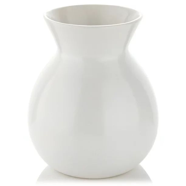 White Rustic Ceramic Decorative Table Vase, 8"x6.75" - Walmart.com | Walmart (US)