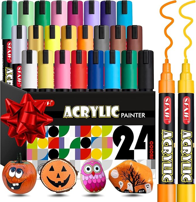 SFAIH Halloween Acrylic Creative Markers - 24 Colors 3mm Replaceable Nibs, Ultra-High Coverage, L... | Amazon (US)