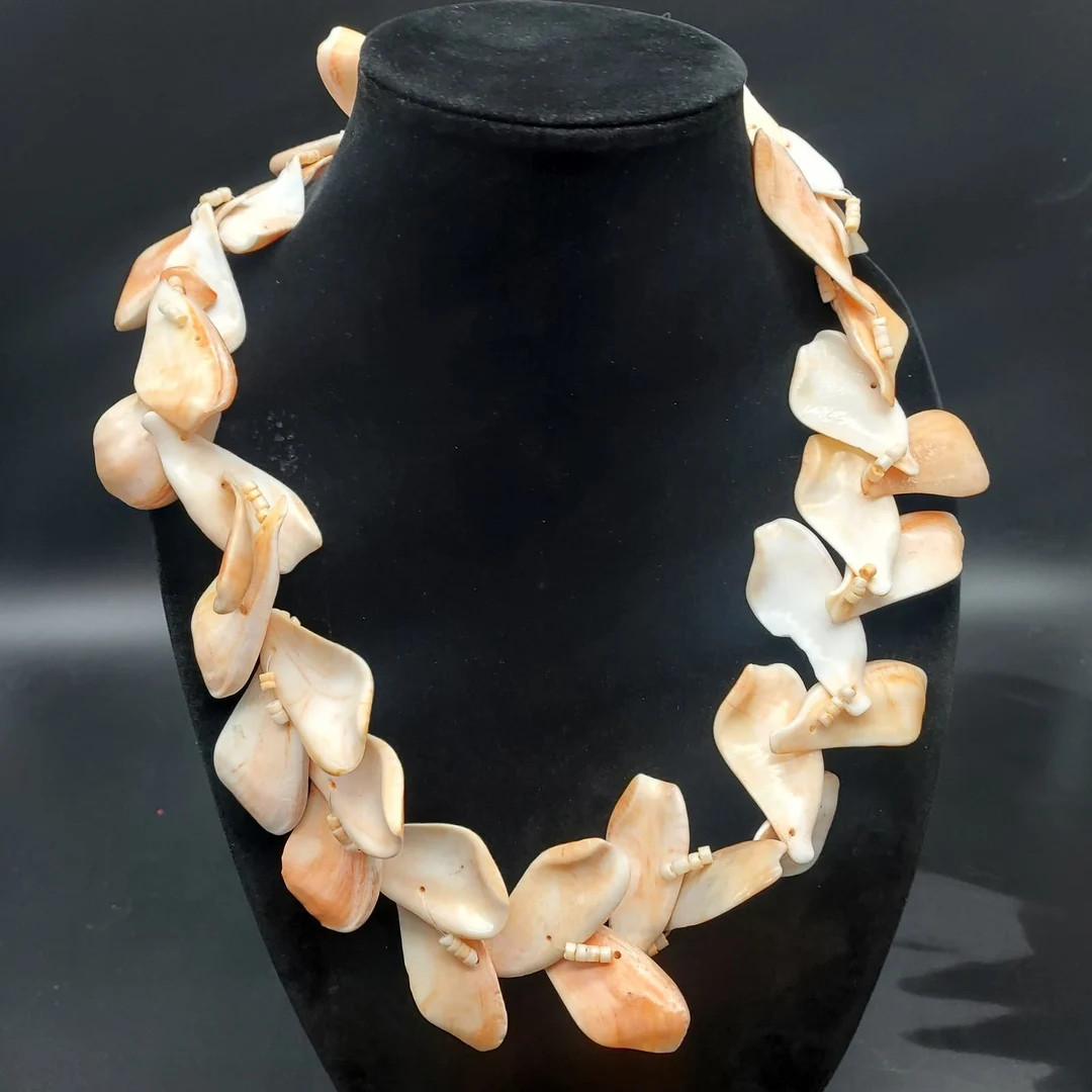 Chunky Shell Necklace Peach Orange Color Vintage Luau Beach Theme Hawaii - Etsy | Etsy (DACH)