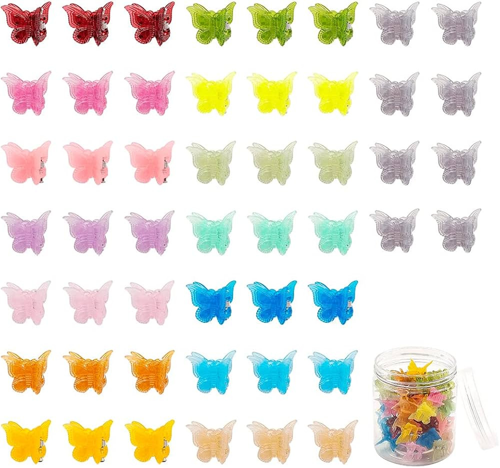 50 Packs Assorted Color Butterfly Hair Clips, Beautiful Mini Butterfly Hair Clips Hair Accessorie... | Amazon (US)