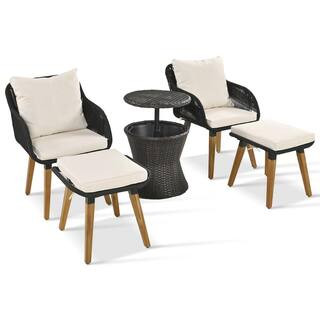 5 Pieces Patio Furniture Chair Sets With Wicker Cool Bar Table ALLC324995AAW - The Home Depot | The Home Depot