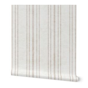 Wallpaper in AEGEAN MULTI SIMPLE TICKING STRIPE JUTE | Spoonflower