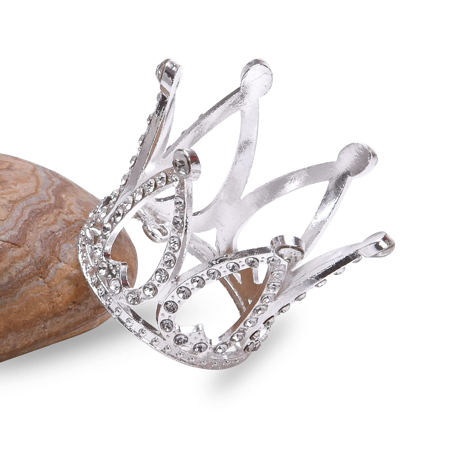 Mini Infant Crown Baby Princess Tiara Cake Topper Crystal Rhinestone Small Silver Cupcake Crown f... | Amazon (US)