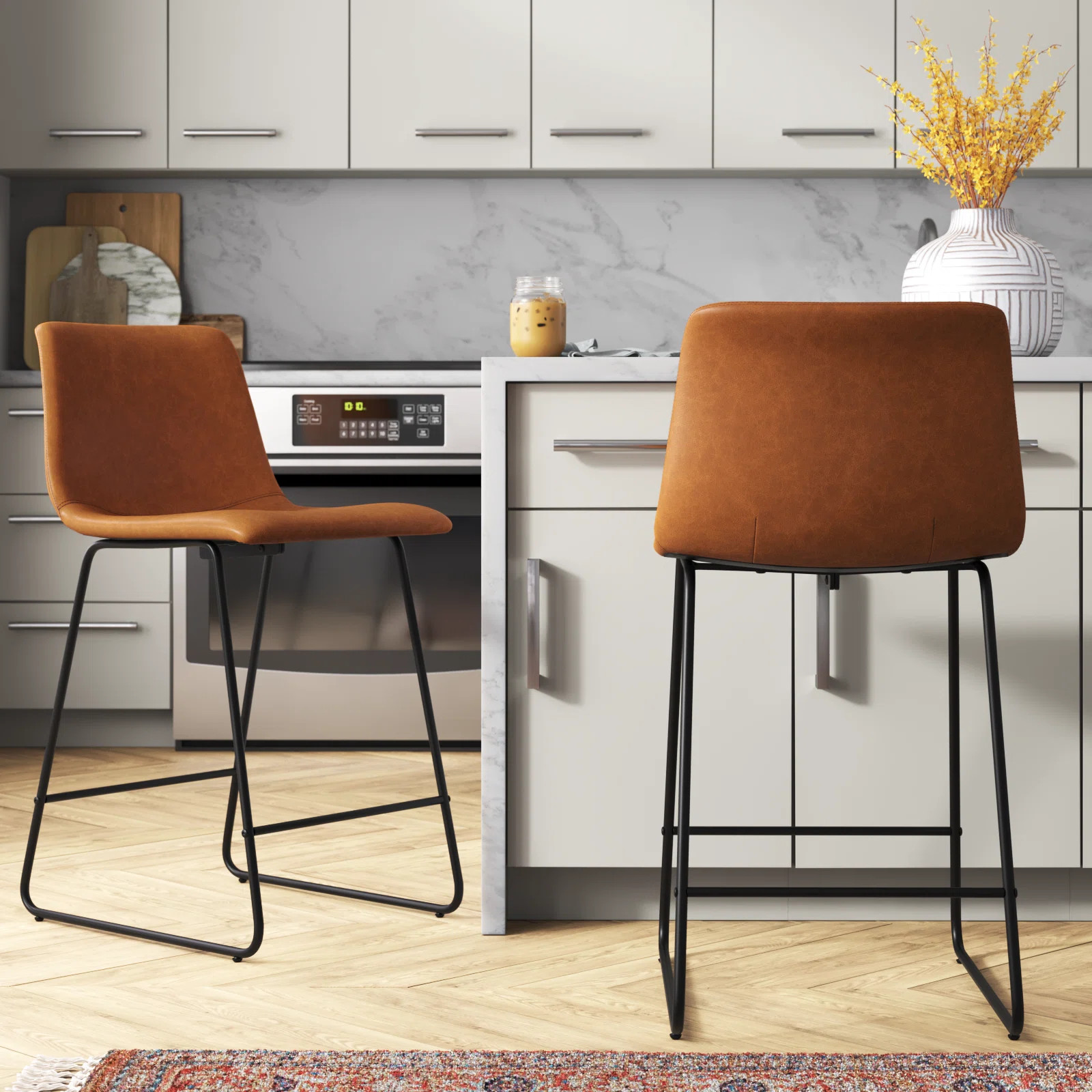 Liekele Upholstered Counter Height Modern Dining Stools (Set of 2) | Wayfair North America
