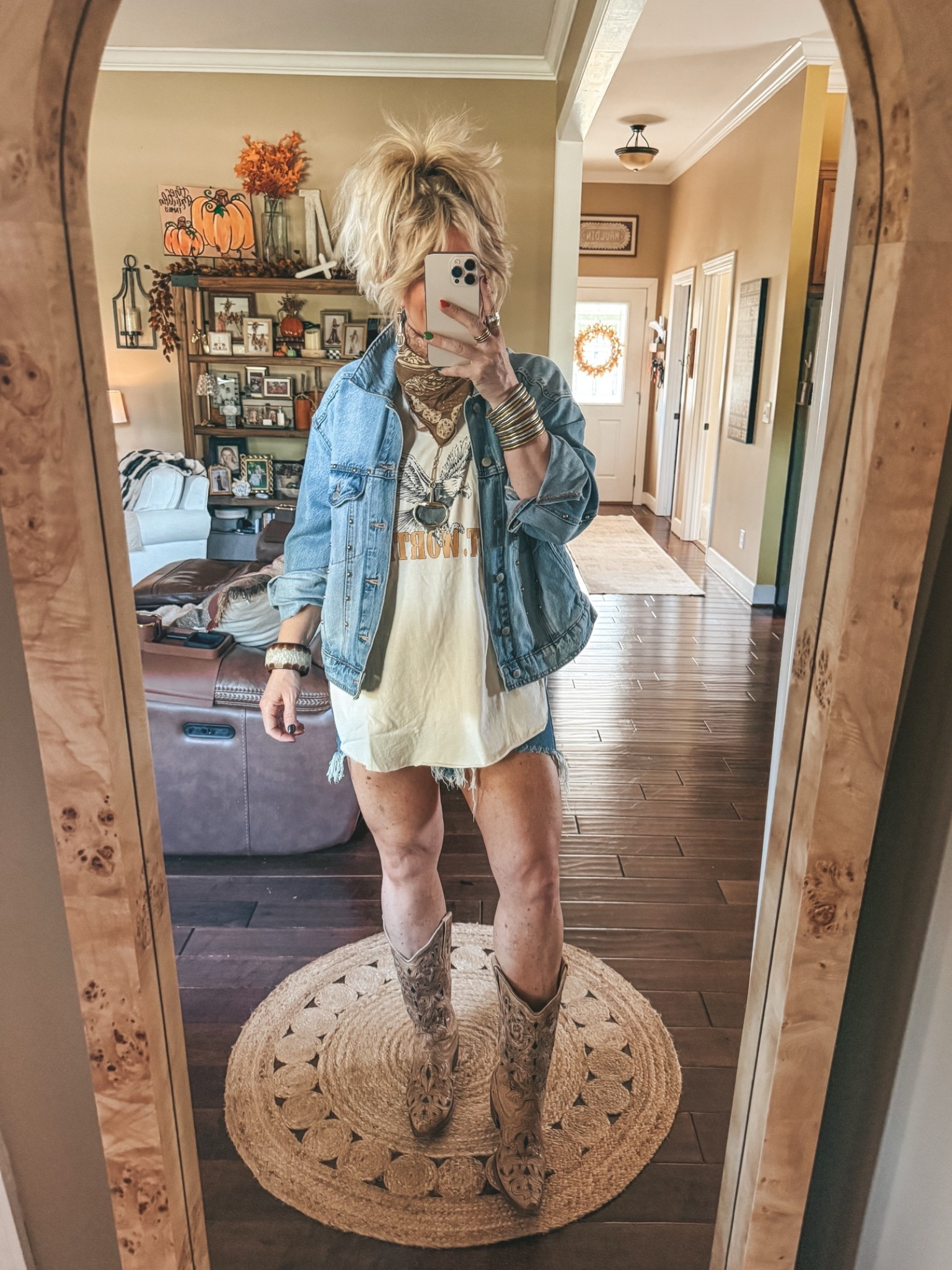 Most of this outfit is older but linking similar. My denim shorts are Levi’s and I size up one in them. 

✨Save with code MANDIE on necklace 

#countryconcertoutfit

#LTKOver40